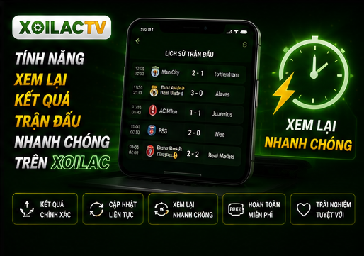 Tính năng xem lại kết quả trận đấu nhanh chóng trên Xoilac