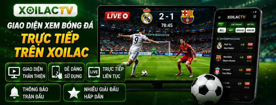 Giao diện xem bóng đá trực tiếp trên Xoilac